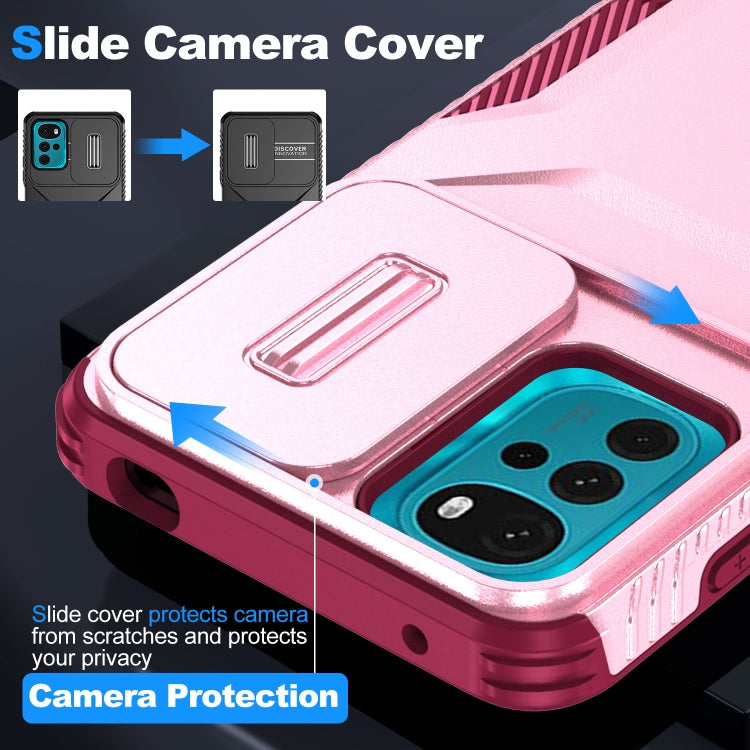 For Motorola Moto G22 2024 Sliding Camshield Phone Case(Pink + Rose Red) - Motorola Cases by PMC Jewellery | Online Shopping South Africa | PMC Jewellery | Buy Now Pay Later Mobicred
