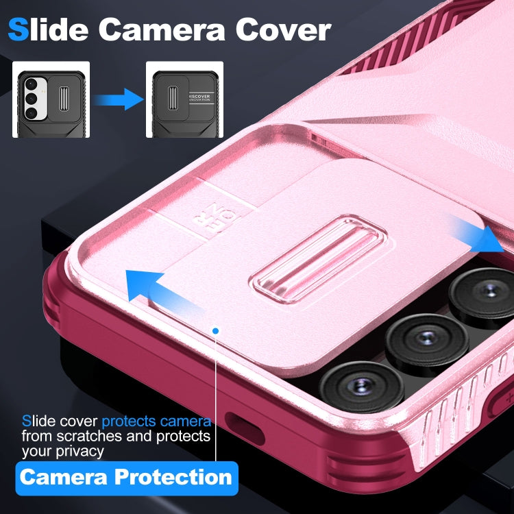 For Samsung Galaxy S25 5G / S24 5G Sliding Camshield Phone Case(Pink + Rose Red)