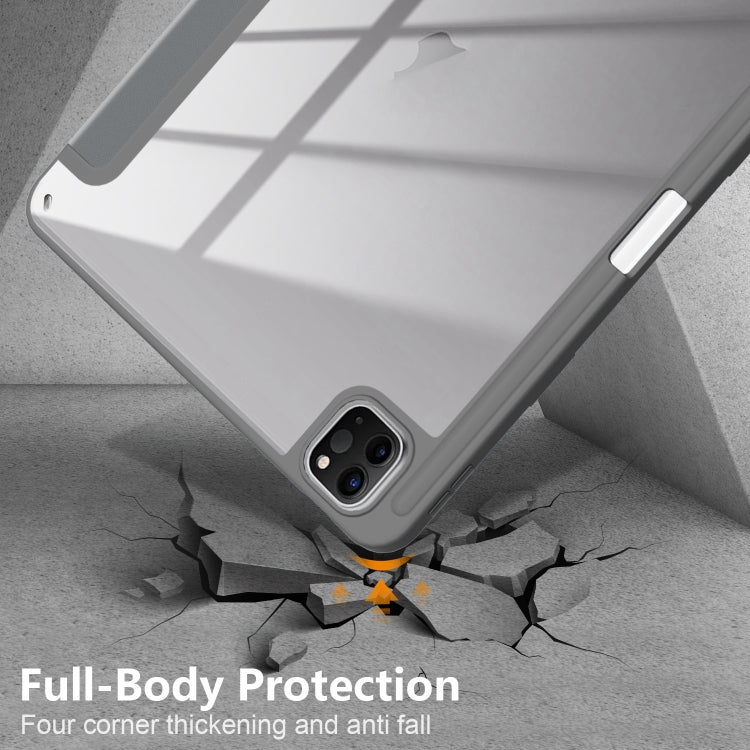 For iPad Air 11 2024 / Pro 11 2022 Acrylic 3-Fold Smart Leather Tablet Case(Grey)