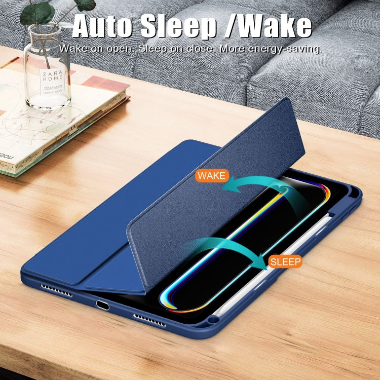 For iPad Pro 11 2024 Acrylic 3-Fold Smart Leather Tablet Case(Dark Blue) - iPad Pro 11 2024 Cases by PMC TechLife | Online Shopping South Africa | PMC TechLife | Buy Now Pay Later Mobicred