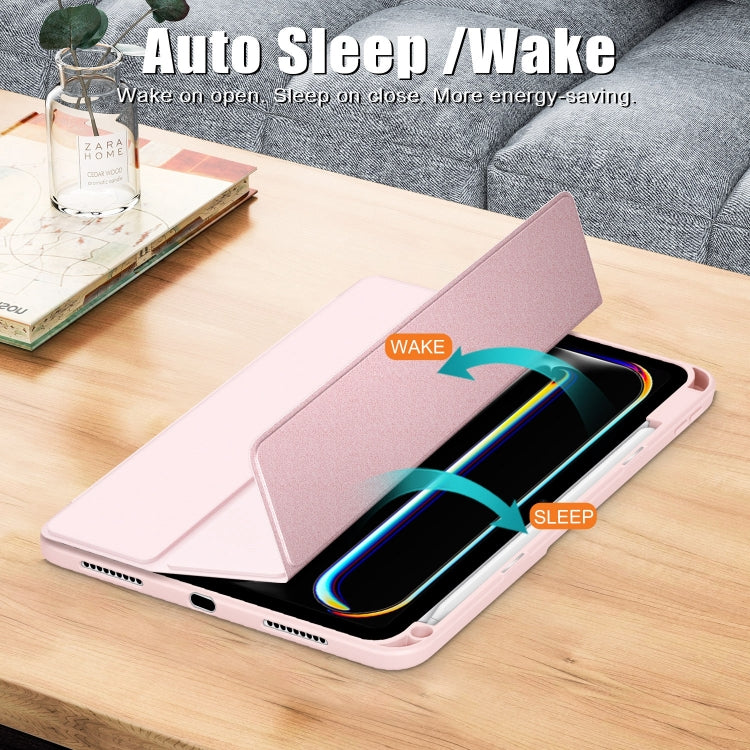 For iPad Pro 11 2024 Acrylic 3-Fold Smart Leather Tablet Case(Pink) - iPad Pro 11 2024 Cases by PMC TechLife | Online Shopping South Africa | PMC TechLife | Buy Now Pay Later Mobicred