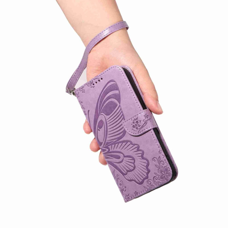 For iPhone 16 Swallowtail Butterfly Embossed Leather Phone Case(Purple) - iPhone 16 Cases by PMC TechLife | Online Shopping South Africa | PMC TechLife | Buy Now Pay Later Mobicred