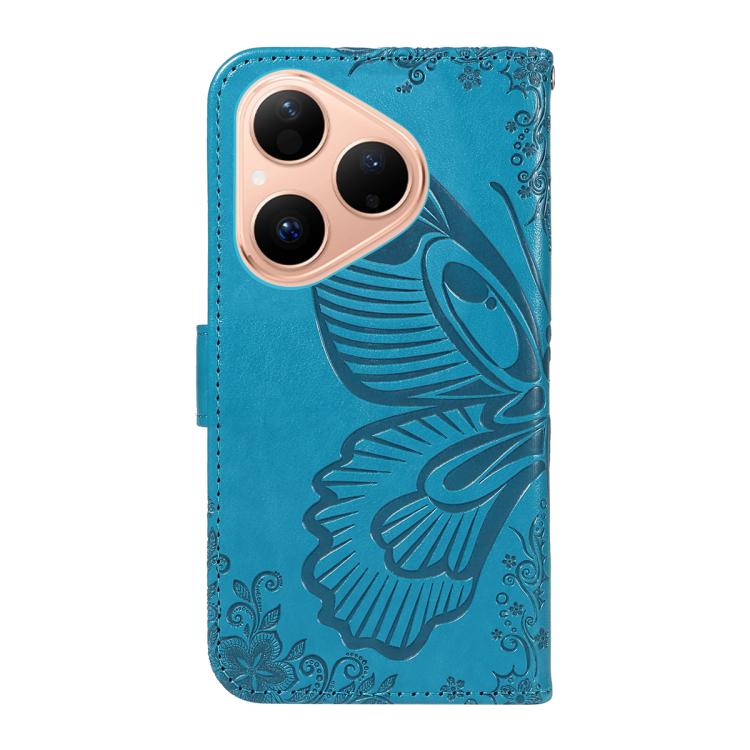For Huawei Pura 80 5G Swallowtail Butterfly Embossed Leather Phone Case(Blue)