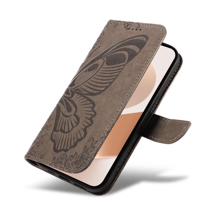 For Huawei Pura 80 5G Swallowtail Butterfly Embossed Leather Phone Case(Grey)