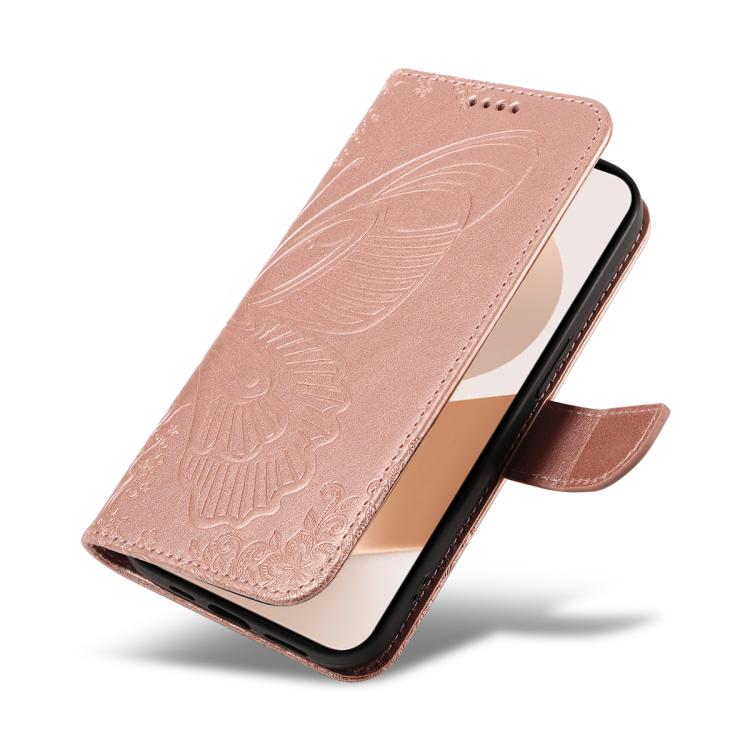 For Huawei Pura 80 5G Swallowtail Butterfly Embossed Leather Phone Case(Rose Gold)