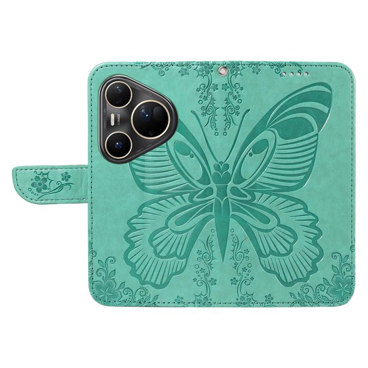 For Huawei Pura 80 Ultra 5G Swallowtail Butterfly Embossed Leather Phone Case(Green)