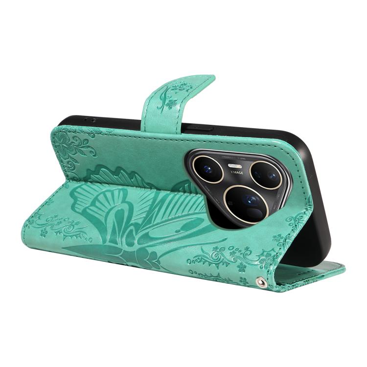 For Huawei Pura 80 Ultra 5G Swallowtail Butterfly Embossed Leather Phone Case(Green)