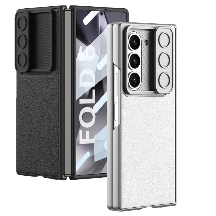 For Samsung Galaxy Z Fold6 GKK Integrated Ultra-thin Sliding Window Leather Phone Case(Silver)