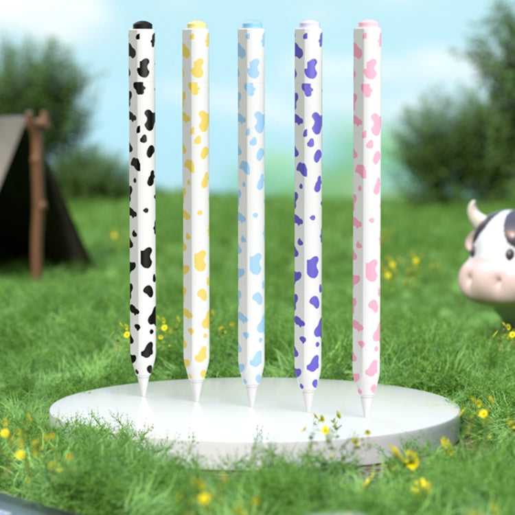 For Apple Pencil USB-C Cow Pattern Stylus Silicone Protective Cover(Purple)