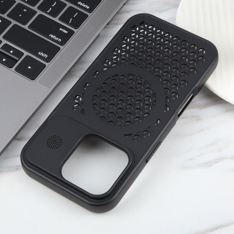 For iPhone 16 Pro Max Pure Color Honeycomb Aromatherapy MagSafe Phone Case(Black) - iPhone 16 Pro Max Cases by PMC TechLife | Online Shopping South Africa | PMC TechLife | Buy Now Pay Later Mobicred