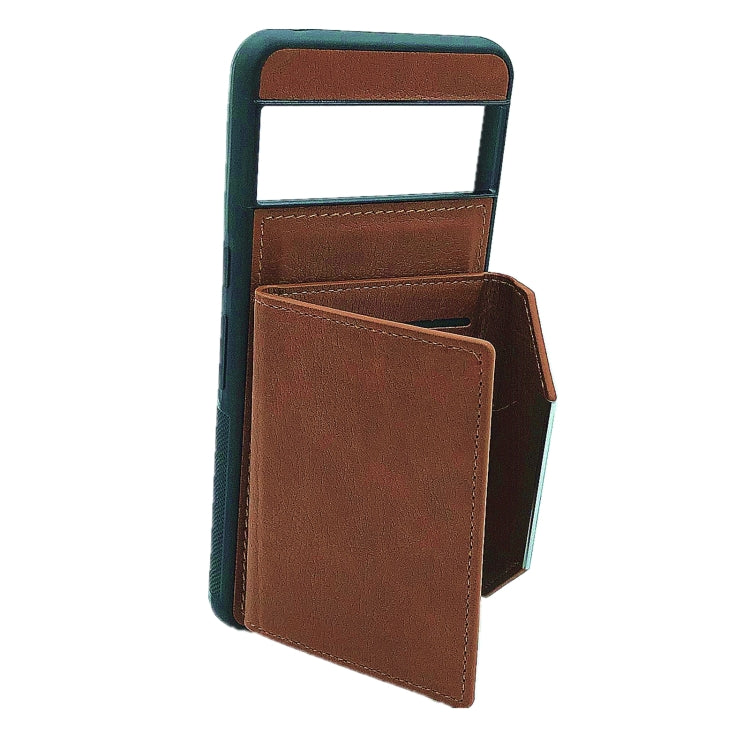 For Google Pixel 9 Pro XL Solid Color Metal Buckle Card Slots Bag Phone Case(Brown)