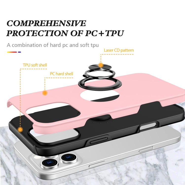 For iPhone 16 Plus Magnetic Ring Holder Phone Case(Rose Gold)
