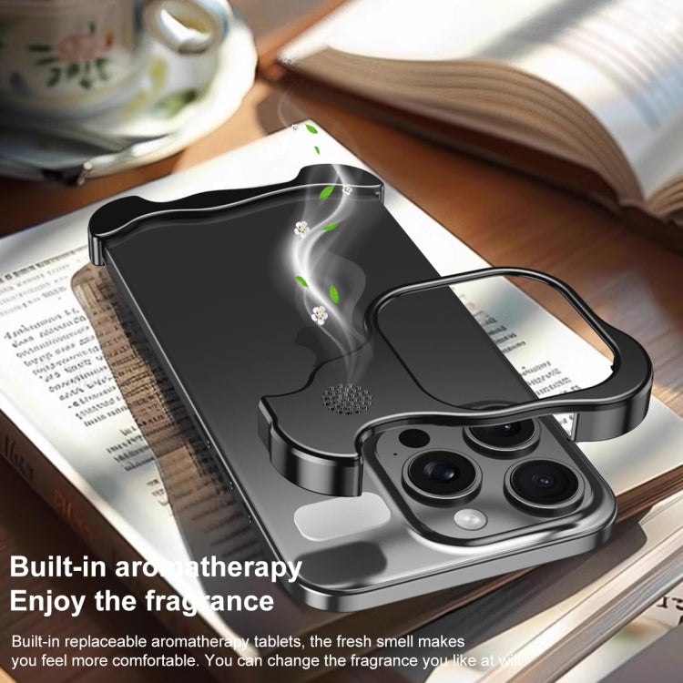 For iPhone 16 Pro Aromatherapy Alloy Frameless Phone Case(Black)