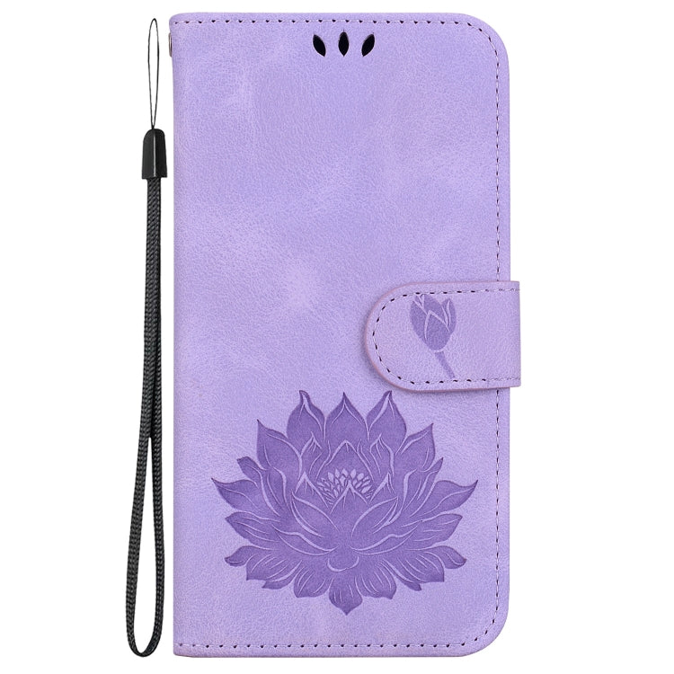 For Google Pixel 9 Lotus Embossed Leather Phone Case(Purple)