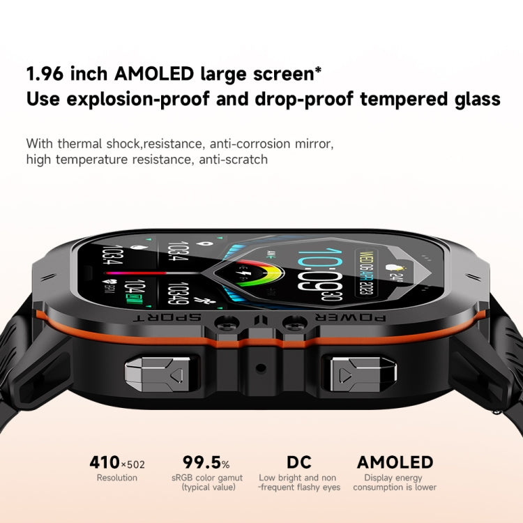 LEMFO C26 1.96 inch Sport Smart Watch, Support Bluetooth Call / Message Notification / Heart Rate / Blood Pressure Health Monitor(Orange)