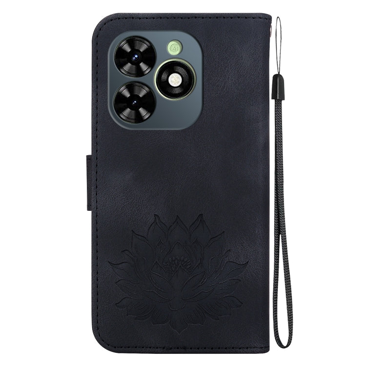 For Tecno Spark G0 2024 / Spark 20 Lotus Embossed Leather Phone Case(Black)