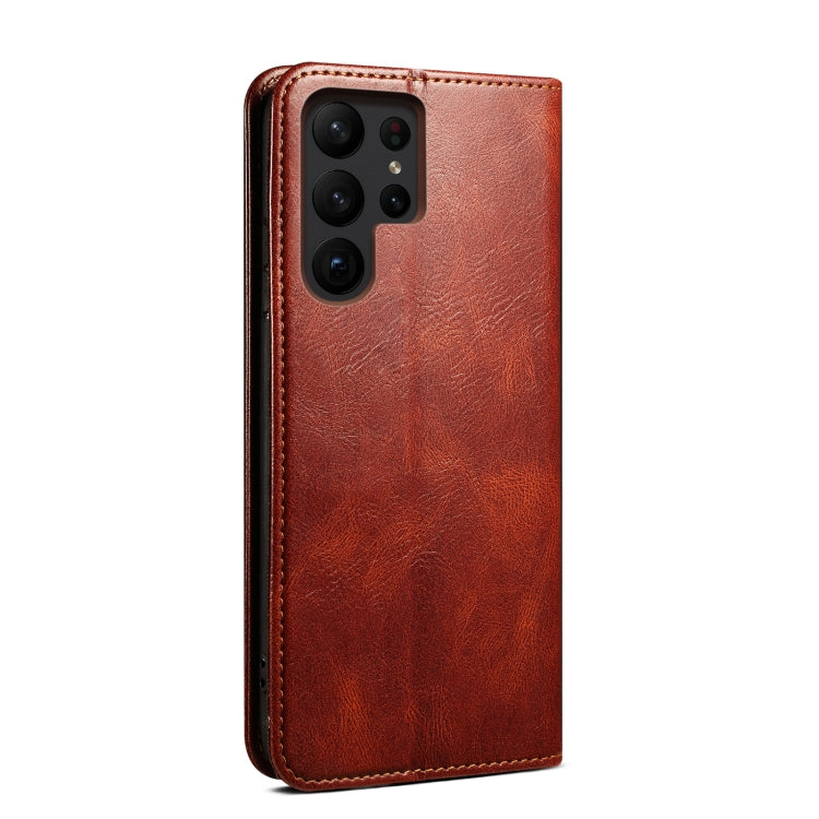 For Samsung Galaxy S25 Ultra 5G Oil Wax Crazy Horse Texture Leather Phone Case(Brown)