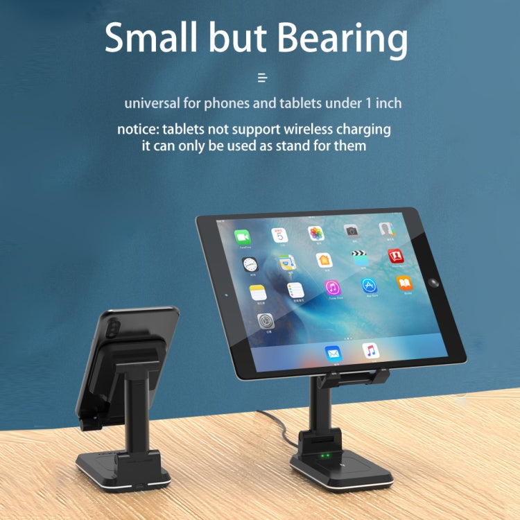 T6 2 in 1 Portable Folding Stand Wireless Charging, Style:Single Charge(Black)