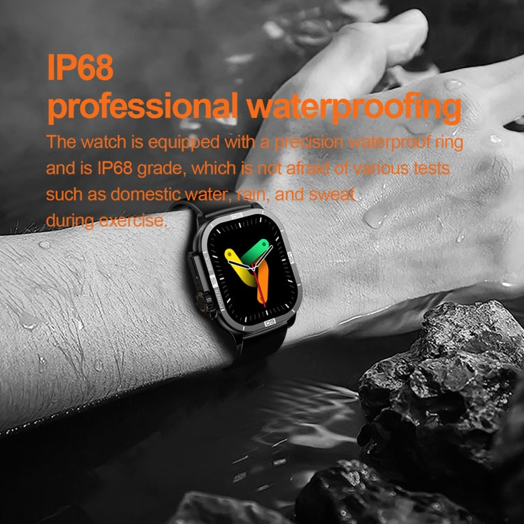 HK96S 2.06 inch BT5.3 IP68 Sport Smart Watch, Support Bluetooth Call / Sleep / Blood Oxygen / Heart Rate / Blood Pressure Health Monitor(Black)