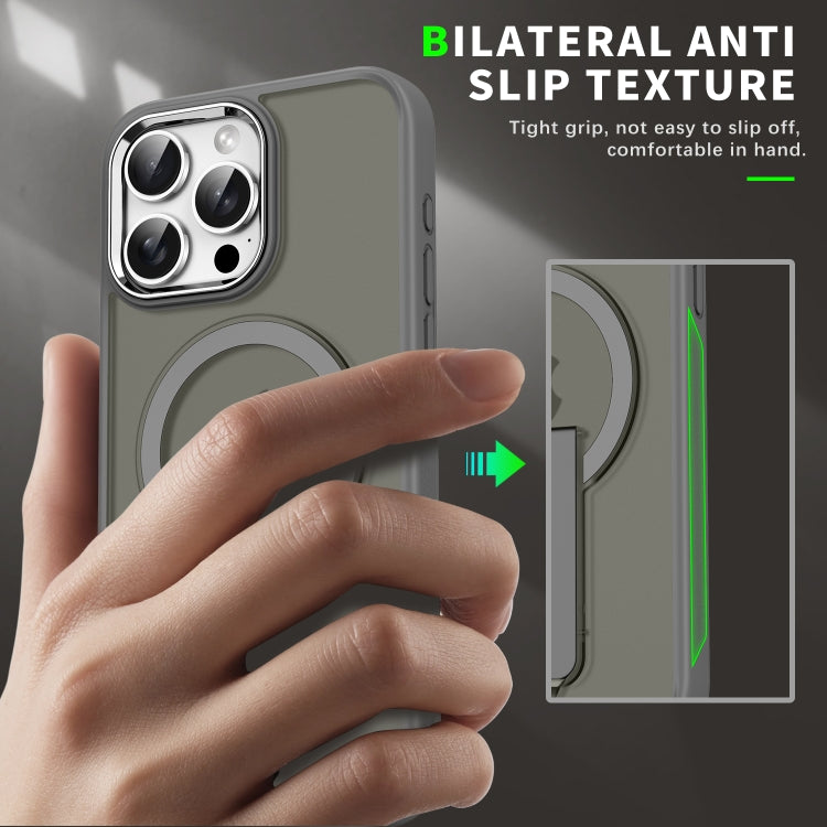 For iPhone 16 Pro Acrylic Hybrid TPU MagSafe Holder Phone Case(Pink)
