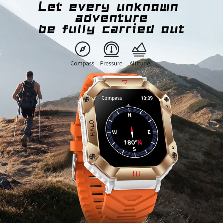 KR80 2.0 inch BT5.1 IP67 Sport Smart Watch, Support Bluetooth Call / Sleep / Blood Oxygen / Heart Rate / Blood Pressure Health Monitor(White+Orange)