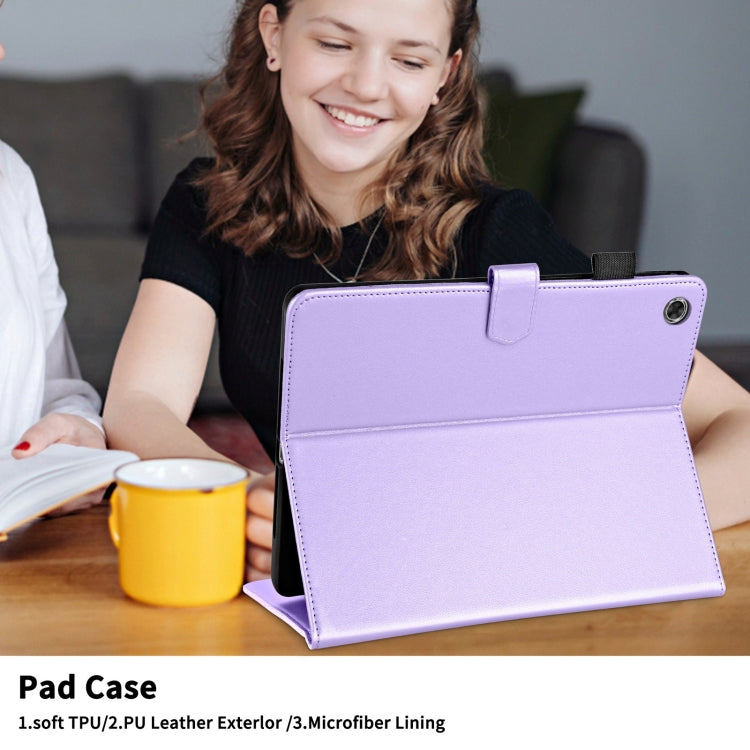 For Lenovo Tab M10 Plus 10.6 3rd Gen Rhombus Lattice Leather Smart Tablet Case(Purple)
