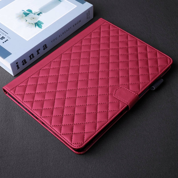 For Lenovo Xiaoxin Pad Pro 12.7 2023 Rhombus Lattice Leather Tablet Case(Red)