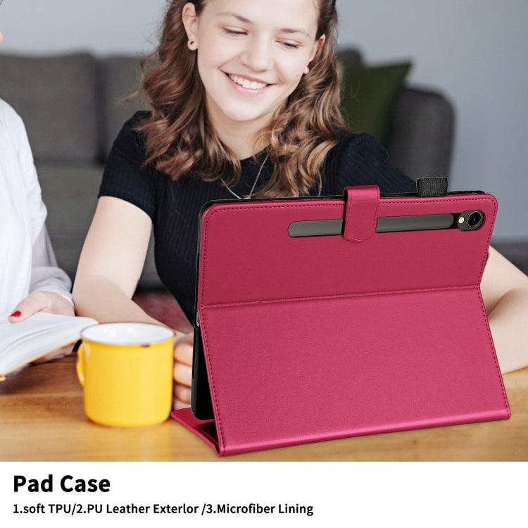 For Samsung Galaxy Tab S9 FE / S9 Rhombus Lattice Leather Tablet Case(Red)