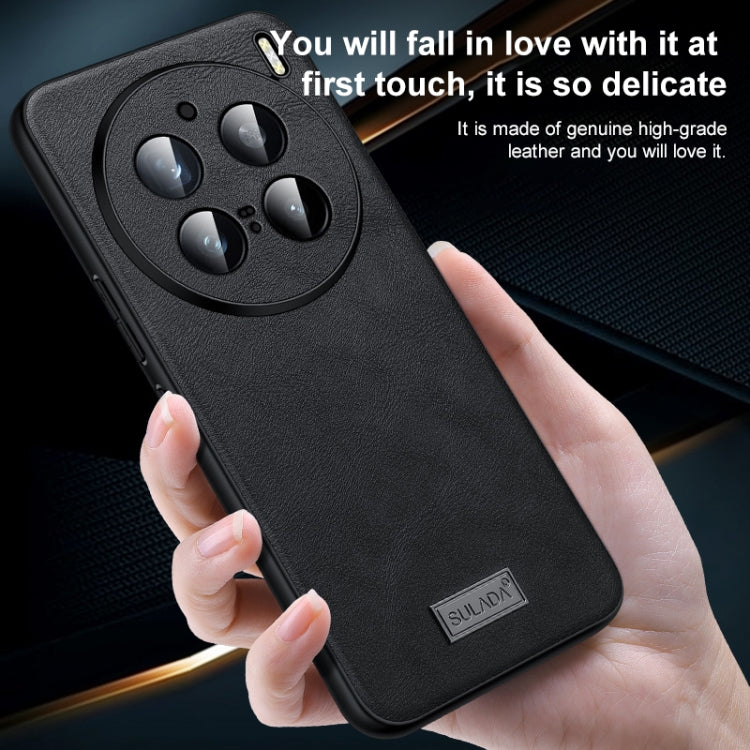For vivo X100 Ultra SULADA Shockproof TPU + Handmade Leather Phone Case(Orange)