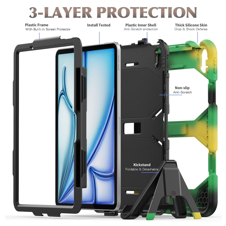 For iPad Air 11 2025 / 2024 Colorful Silicone Heavy Duty Hybrid PC Tablet Case(Camouflage)