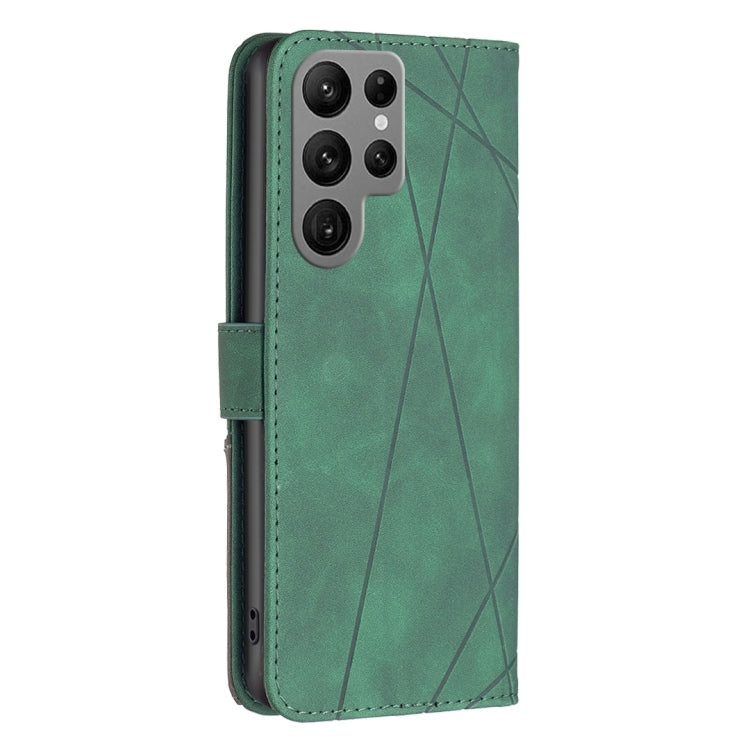For Samsung Galaxy S25 Ultra 5G Magnetic Buckle Rhombus Texture Leather Phone Case(Green)