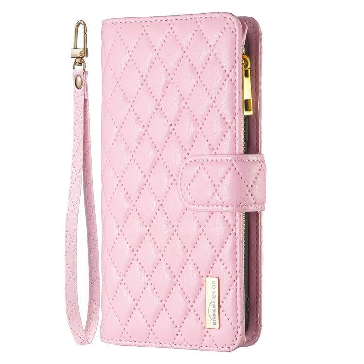 For Samsung Galaxy S24 FE 5G Diamond Lattice Zipper Wallet Leather Flip Phone Case(Pink)