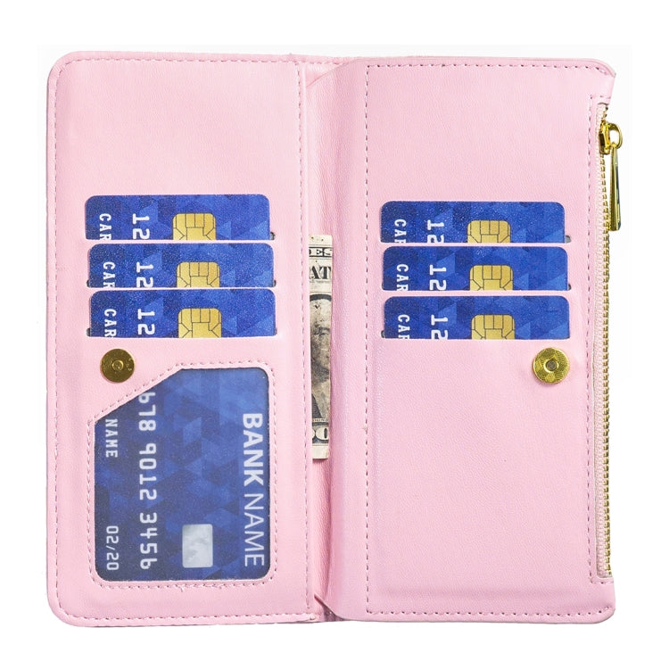 For Samsung Galaxy S24 FE 5G Diamond Lattice Zipper Wallet Leather Flip Phone Case(Pink)
