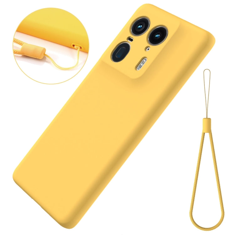 For Motorola Moto X50 Ultra Solid Color Liquid Silicone Dropproof Full Coverage Phone Case(Yellow)