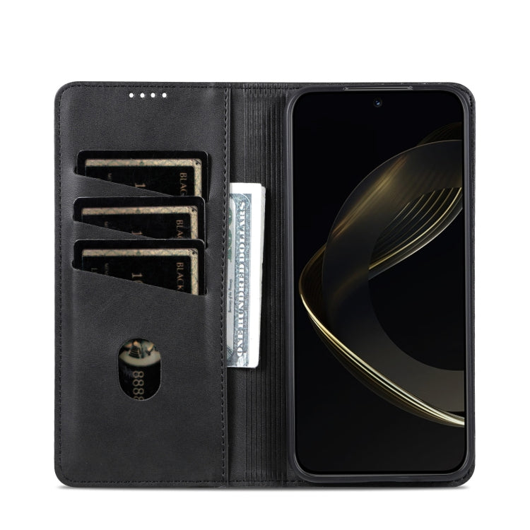 For Samsung Galaxy S25 5G AZNS Magnetic Calf Texture Flip Leather Phone Case(Black)