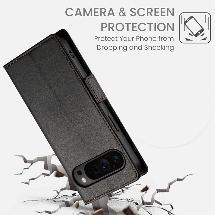 For Google Pixel 9 Pro Side Buckle Magnetic Frosted Leather Phone Case(Black) - Google Cases by PMC TechLife | Online Shopping South Africa | PMC TechLife | Buy Now Pay Later Mobicred