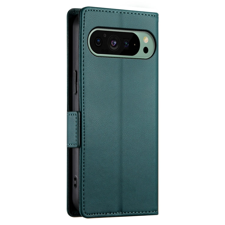 For Google Pixel 9 Side Buckle Magnetic Frosted Leather Phone Case(Dark Green)