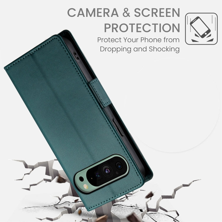 For Google Pixel 9 Side Buckle Magnetic Frosted Leather Phone Case(Dark Green) - Google Cases by PMC TechLife | Online Shopping South Africa | PMC TechLife | Buy Now Pay Later Mobicred