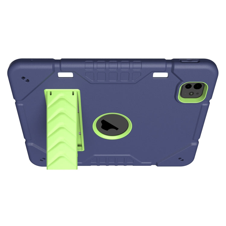 For iPad Pro 11 2024 Armor Holder Silicone Hybrid PC Tablet Case(Navy Yellow Green) - iPad Pro 11 2024 Cases by PMC TechLife | Online Shopping South Africa | PMC TechLife | Buy Now Pay Later Mobicred