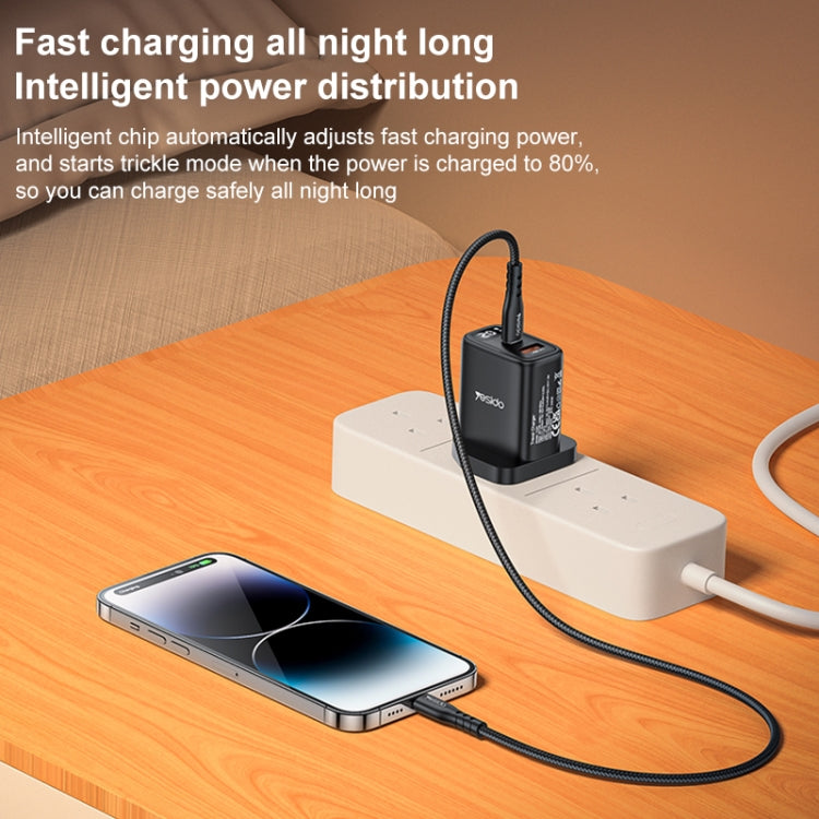 Yesido YC87 PD 20W USB-C / Type-C + USB Digital Display Charger, Specification:UK Plug(Black)