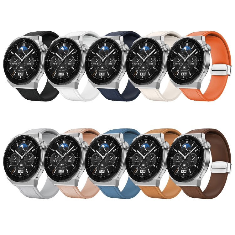 20mm Magnetic Silver Buckle Silicone Leather Watch Band(Dark Brown) - free shipping - PMC TechLife - Order now!