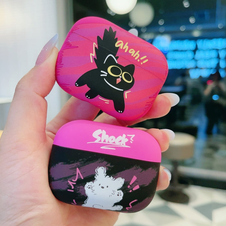 For AirPods Pro 2 Cat and Dog Pattern Earbuds Box Frosted TPU Case(Shocking Dog)