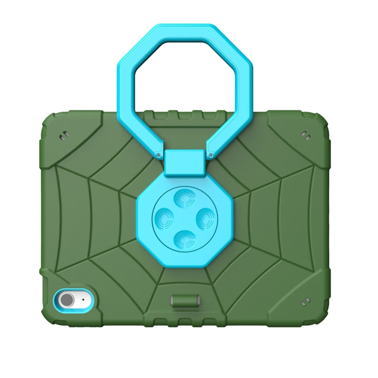 For iPad Air 11 2025 / 2024 Spider Turntable Handle Stress Relief Tablet Case(Army Green Blue) - iPad Air 11 2025 / 2024 Cases by PMC TechLife | Online Shopping South Africa | PMC TechLife | Buy Now Pay Later Mobicred