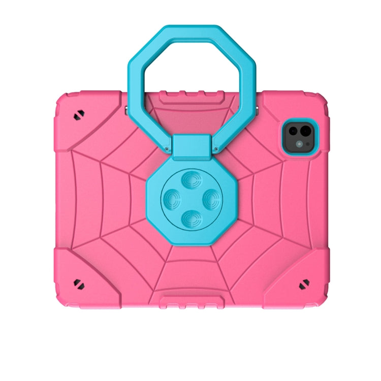 For iPad Pro 11 2024 Spider Turntable Handle Stress Relief Tablet Case(Rose Red Blue) - iPad Pro 11 2024 Cases by PMC TechLife | Online Shopping South Africa | PMC TechLife | Buy Now Pay Later Mobicred