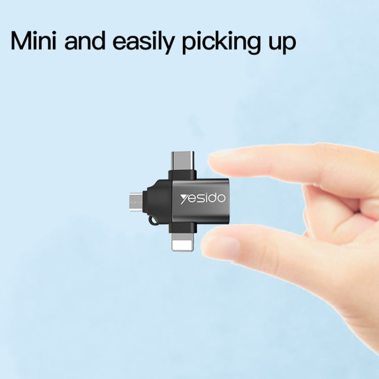 Yesido GS15 3 in 1 USB to USB-C / Type C + Micro USB + 8 Pin OTG Adapter(Black)