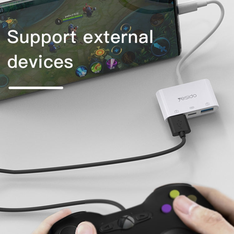 Yesido GS17 USB-C / Type-C to Dual USB + USB-C / Type-C OTG Adapter(White)