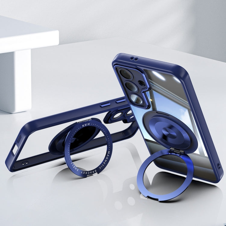 For Samsung Galaxy S25+ 5G 360 Holder MagSafe Acrylic Hybrid TPU Phone Case(Blue)