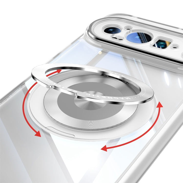 For Google Pixel 9 Pro XL 360 Holder Magsafe Acrylic Hybrid TPU Phone Case(Frosted White)