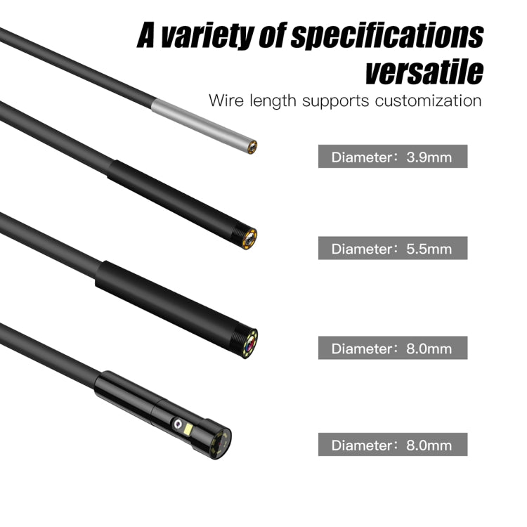 T20 4.3 inch IPS Screen 5.5mm Single Camera IP67 Water-resistant Hard Cable Digital Endoscope, Length:10m(Black Orange)
