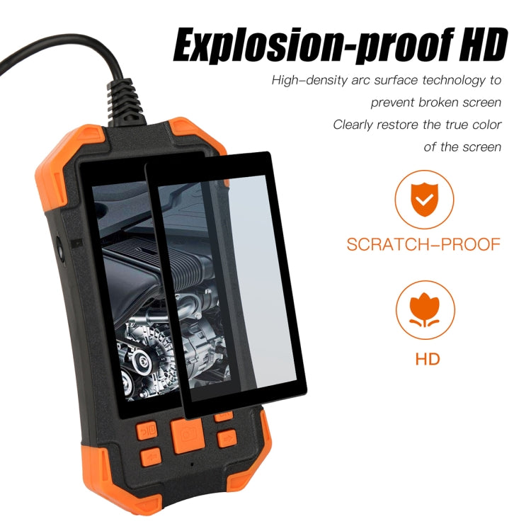 T20 4.3 inch IPS Screen 5.5mm Dual Camera IP67 Water-resistant Hard Cable Digital Endoscope, Length:2m(Black Orange)